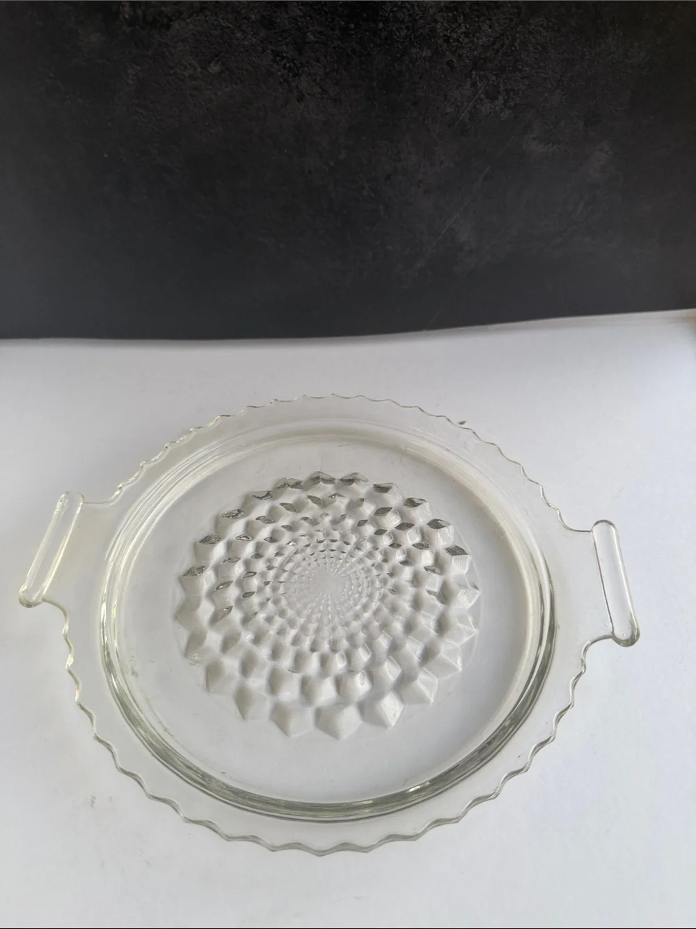Clear Glass Serveware Platter with Textured Center and Handles